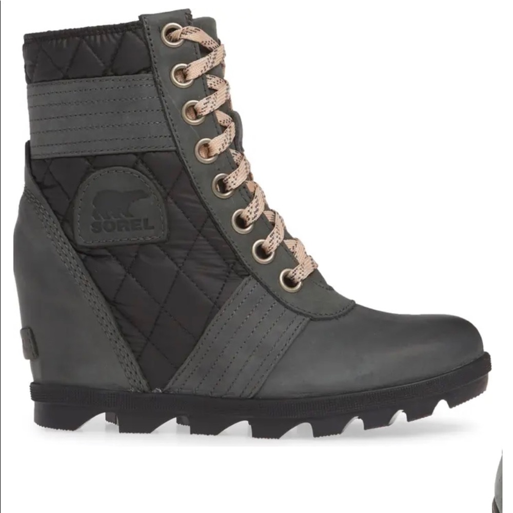 SOREL LEXIE WEDGE WATERPROOF BOOTIES DARK SLATE - Picture 9 of 10
